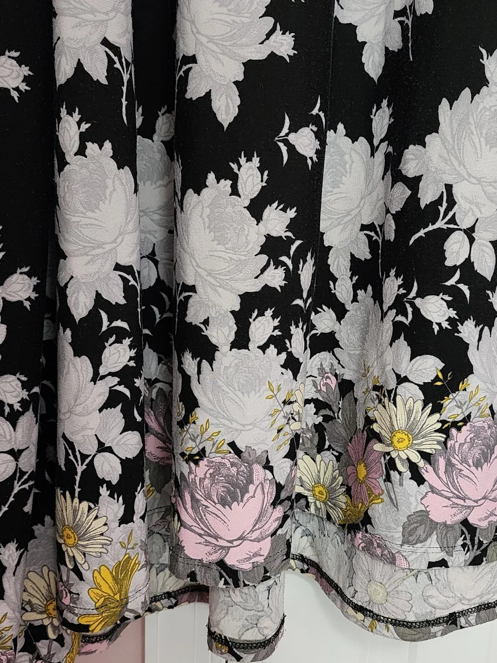 LuLaRoe Black Maxi Skirt with Pink and Gold Floral Border